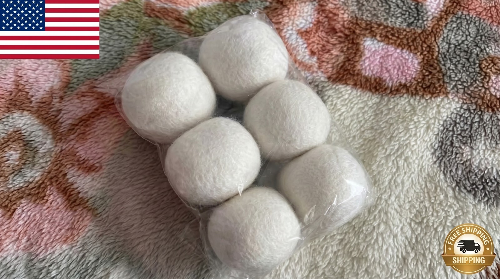 6 Wool Dryer Balls XL Organic Wool Natural Laundry Fabric Softener Antistatic