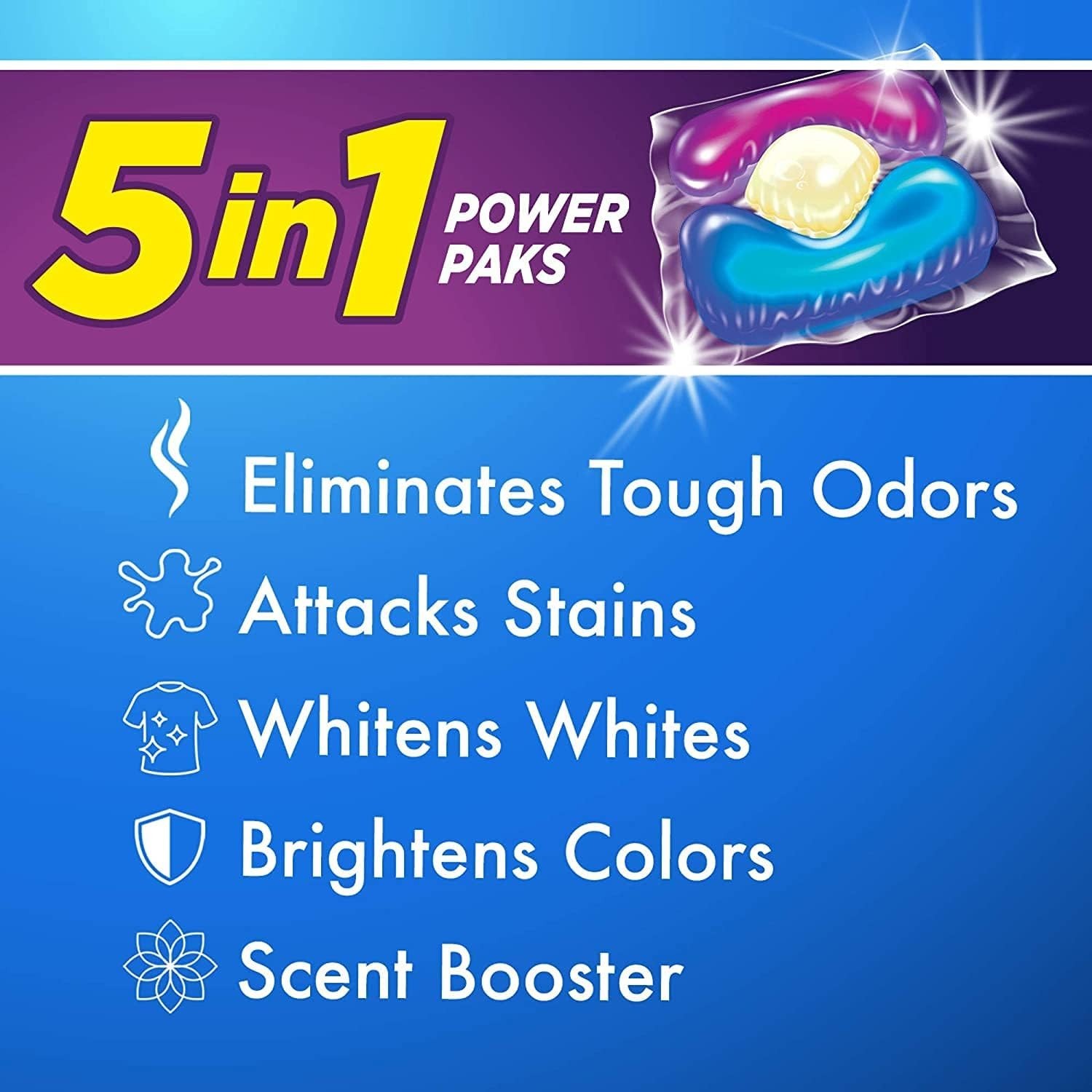 Pack of 4 OxiClean Odor Blasters – 5-in-1 Laundry Pods 168 Count, Fresh Burst