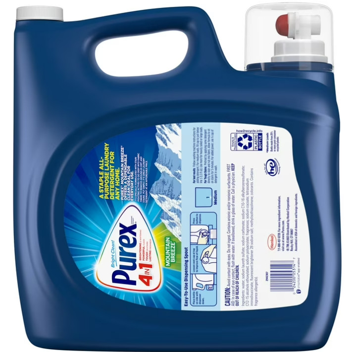 3 Pack Purex Liquid Laundry Detergent, Mountain Breeze,250 Fluid Oz, 192 Load pk
