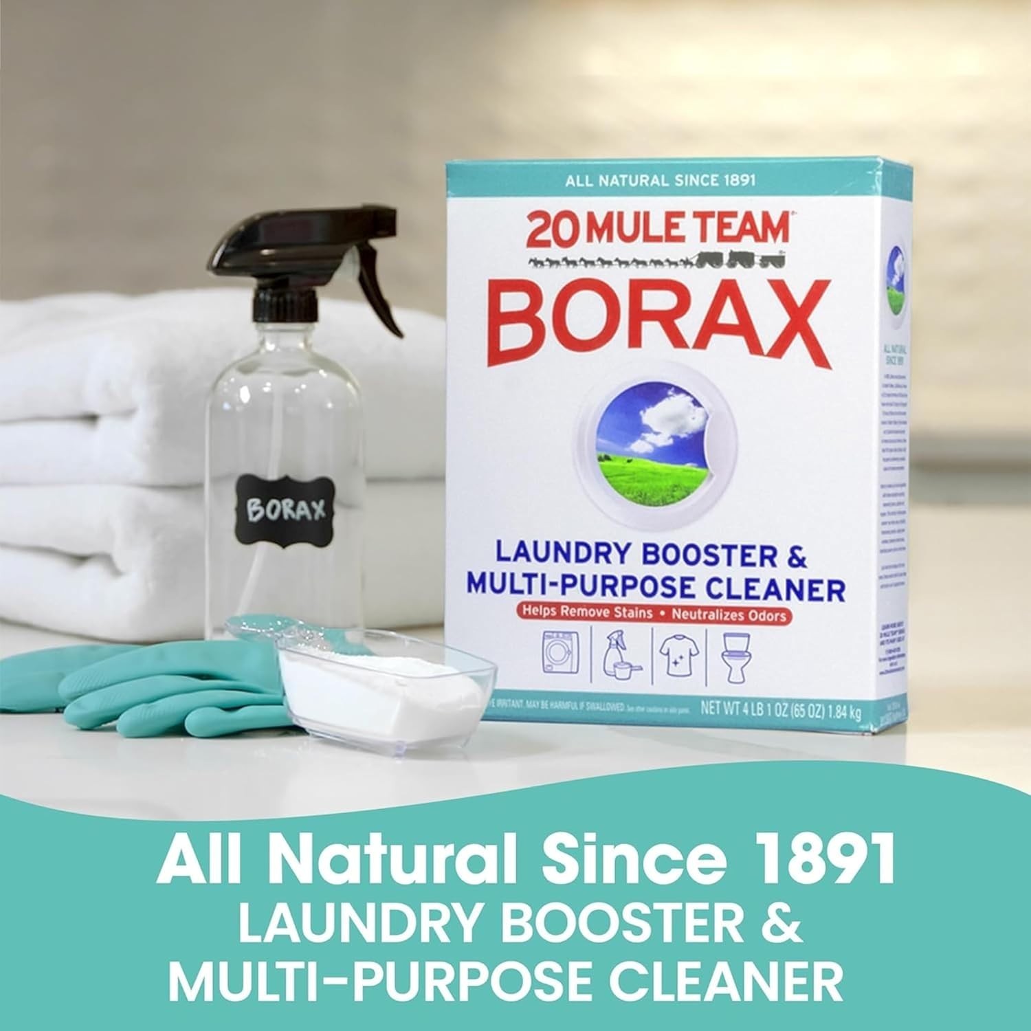 20 Mule Team Detergent Booster Laundry Stain Remover 65oz Multi Purpose cleaner