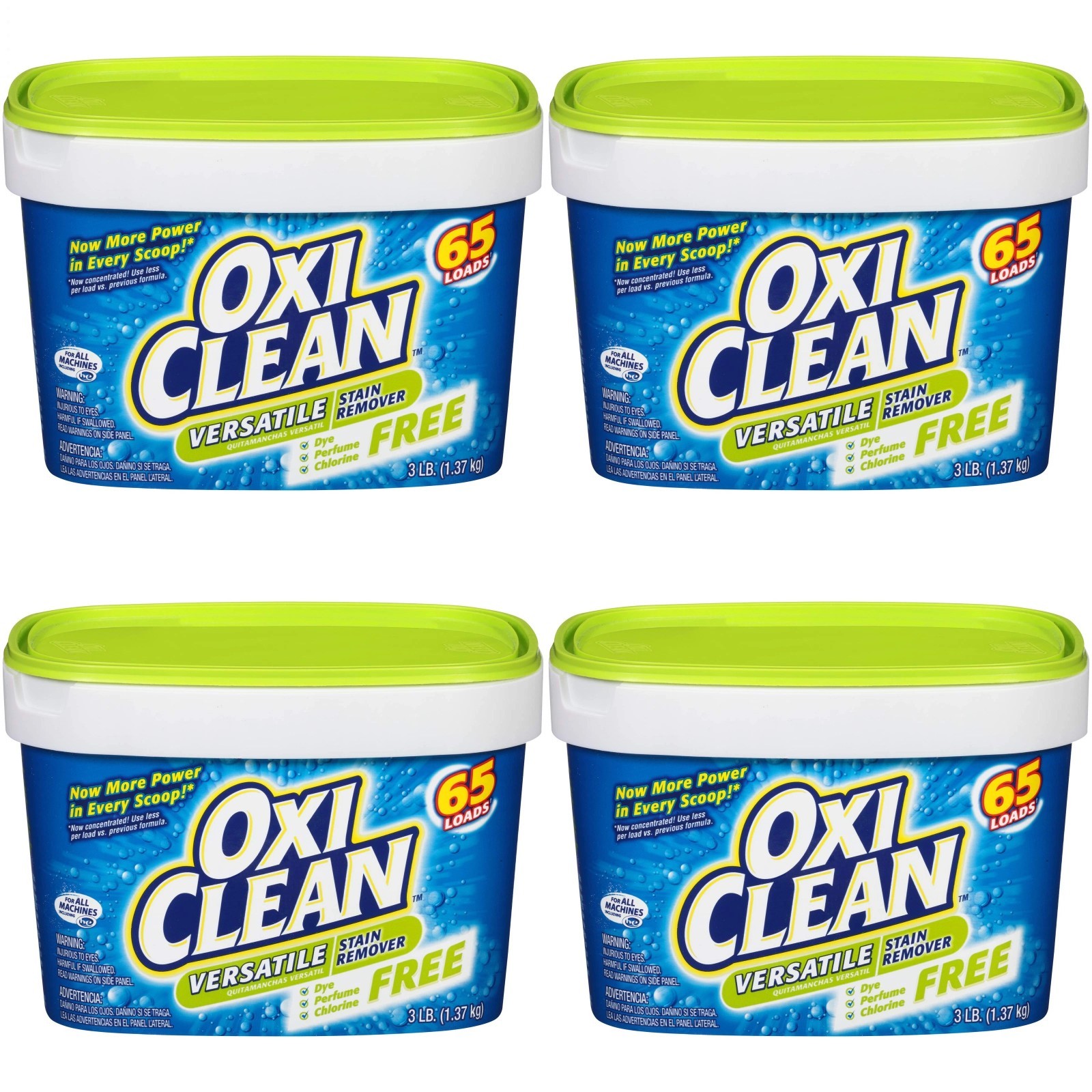 OxiClean Versatile Stain Remover Powder Free, Laundry Remover, 3 Lbs- Pack of 4