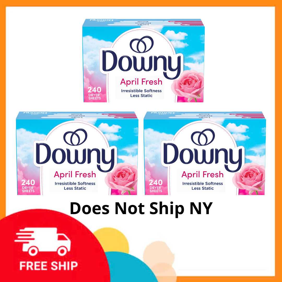 3 Pack Downy Fabric Softener Dryer Sheets, April Fresh Scent, 240 Count, Static