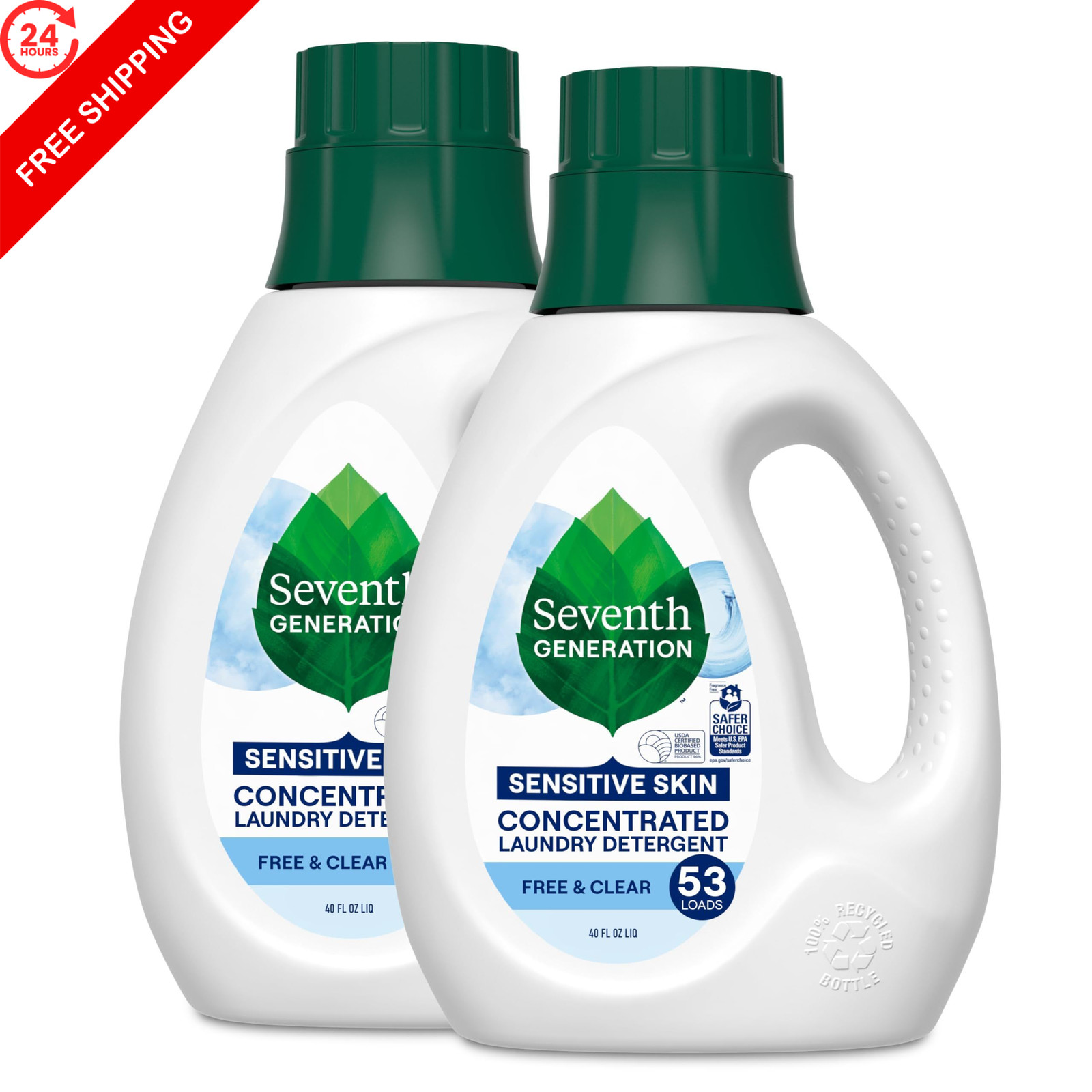 Seventh Generation Concentrated Free & Clear 40 Fl Oz (Pack of 2), Multi