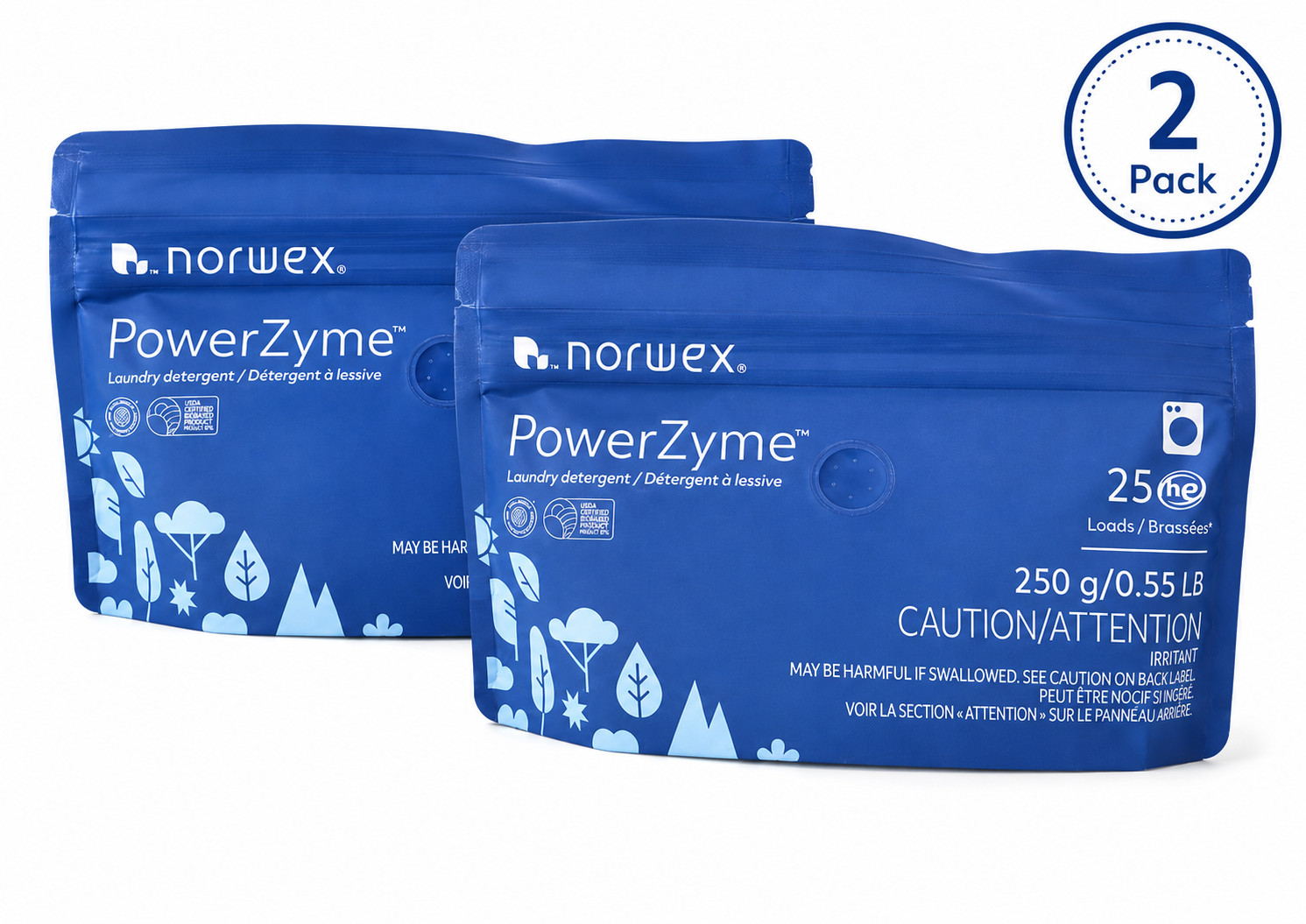 Norwex PowerZyme Laundry Detergent Powder 2 Pack 25 Loads Each 50 Loads Total