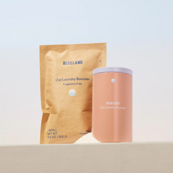Blueland Oxi Laundry Booster Starter Set (Fragrance-Free) Refills + Tin