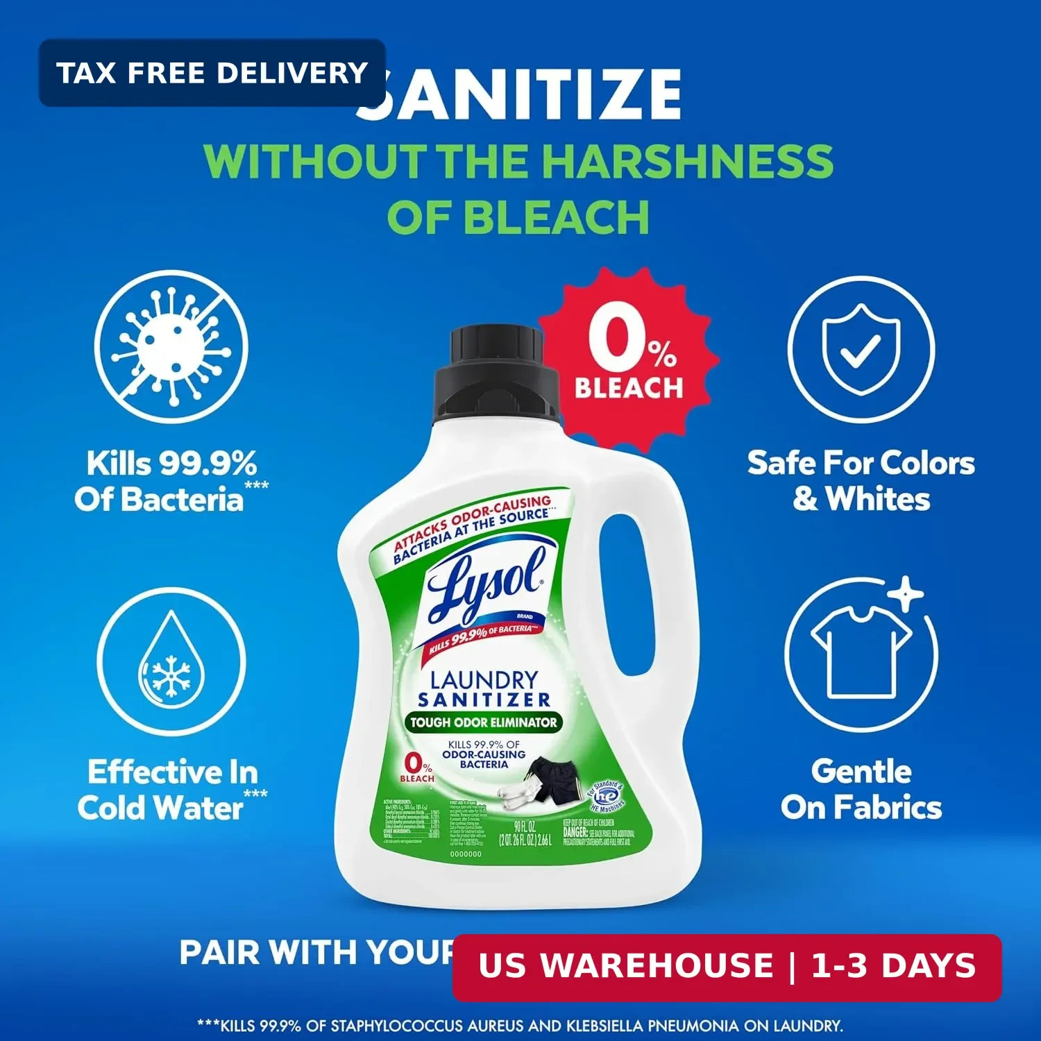 Tough Odor Eliminator Laundry Sanitizer Additive, Sanitizing Liquid for Gy
