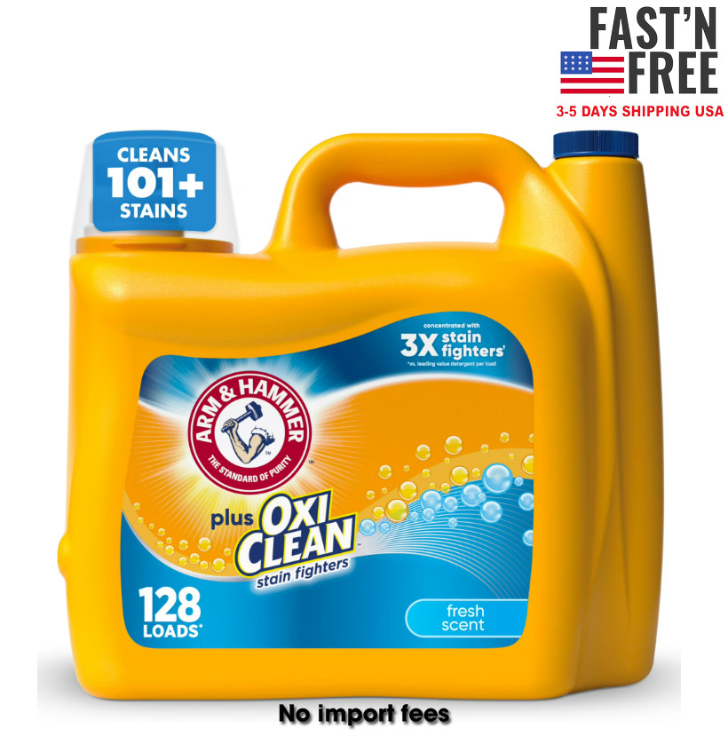 ARM & HAMMER Plus OxiClean Stain Liquid Laundry Detergent, Fresh, 128 Loads