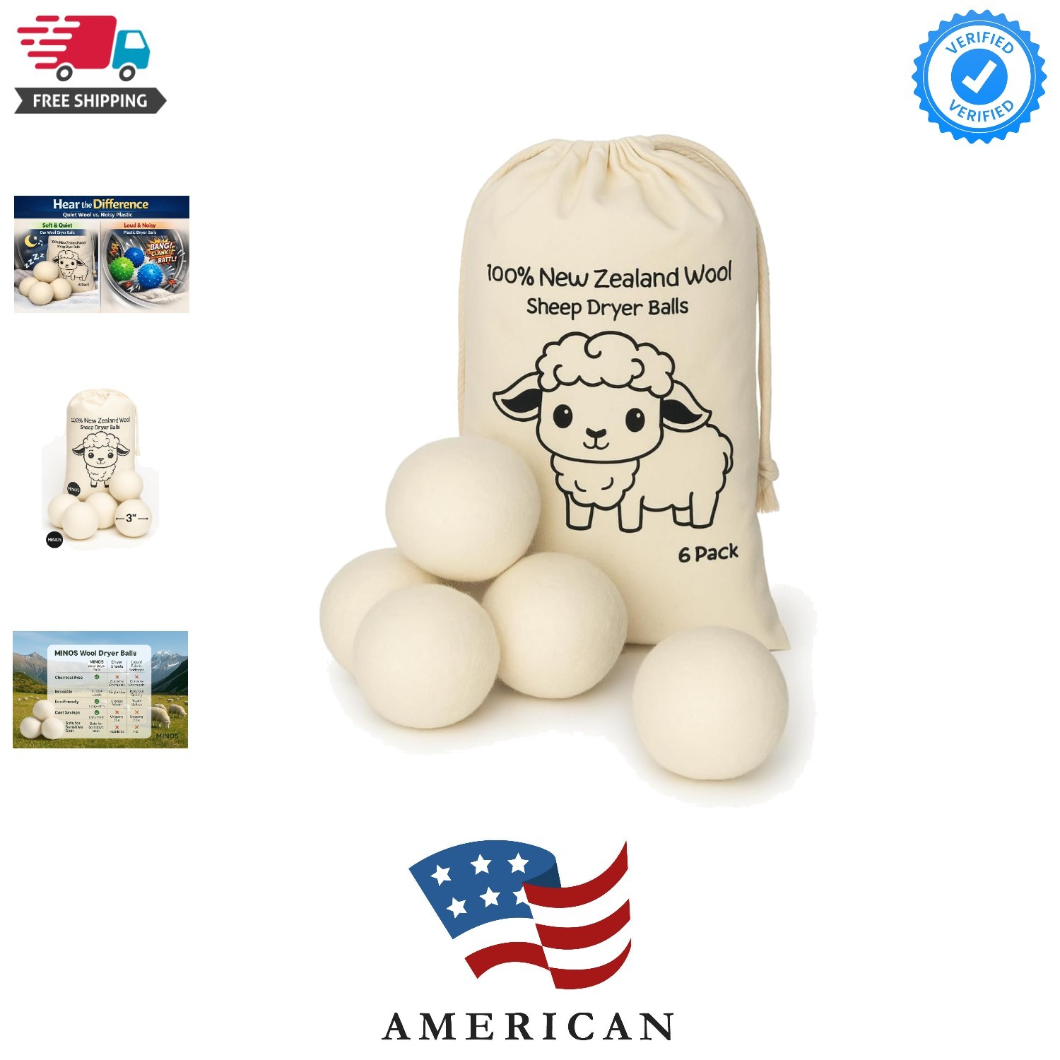 Natural Wool Dryer Balls | Reusable Natural Fabric Softener | Reduces Wrinkle…