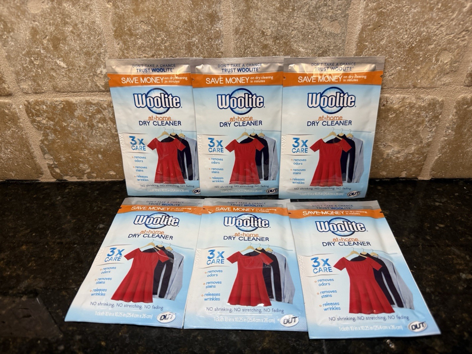 NOS Woolite At Home Dry Cleaner 6 Cloths Stain Wipes Discontinued