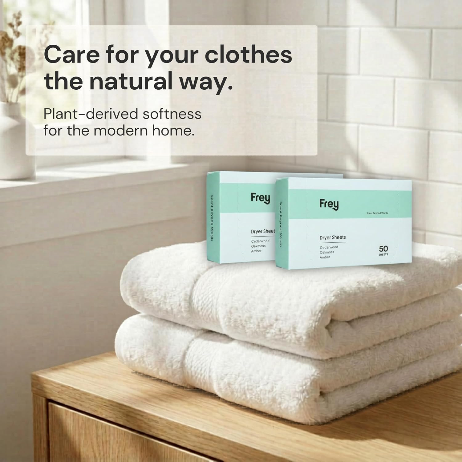 FREY Naturally Scented Dryer Sheets | Eco Friendly Fabric Softener for Static Co