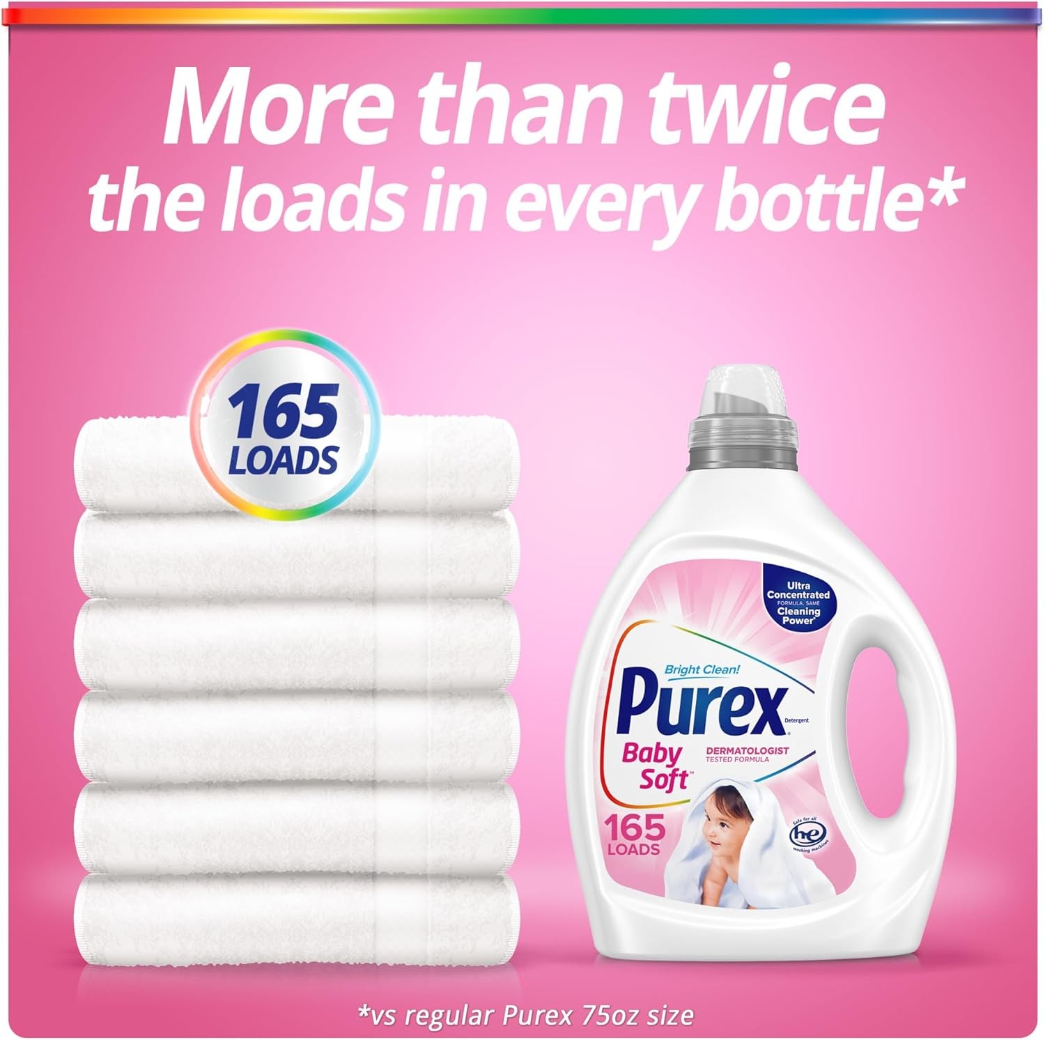 Purex Liquid Laundry Detergent, Ultra Concentrated, Baby, 82.5 Ounce, 165 Loads