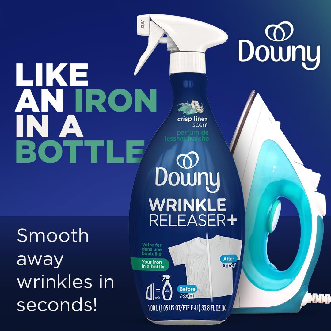 Downy Wrinkle Releaser Plus Crisp Linen Spray 33.8 Fl Oz Pack of 2