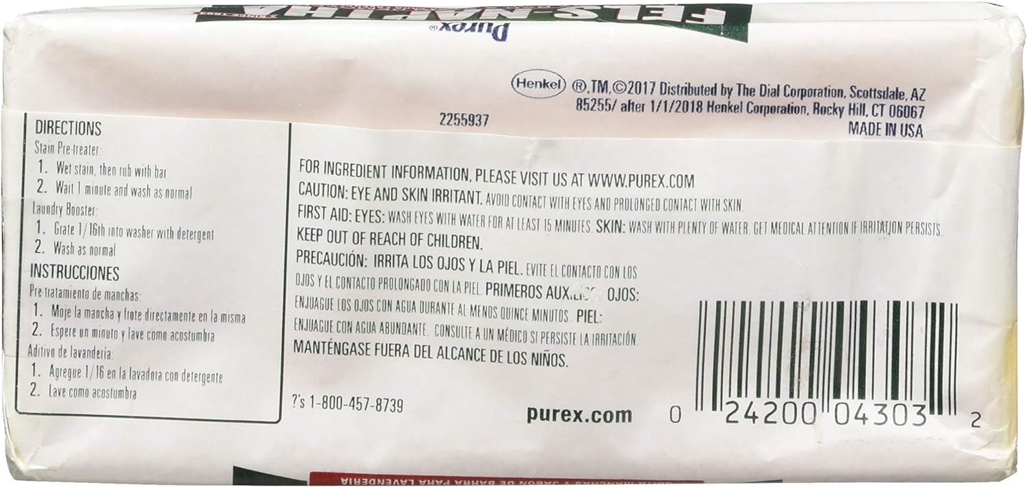 Purex Fels Naptha Laundry Bar and Stain Remover, 04303, 5.0 Oz (Fresh Scent)