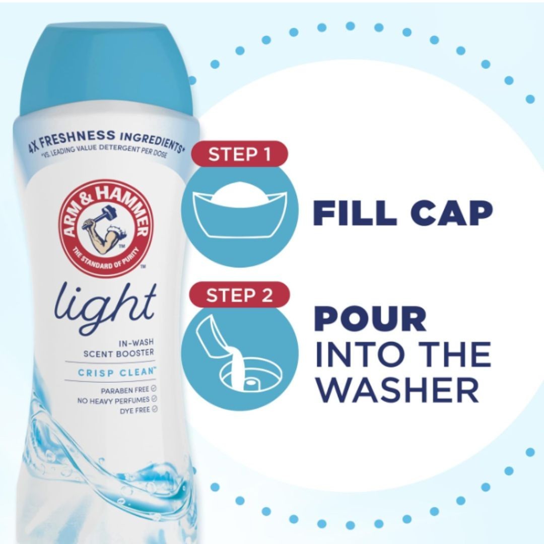 ARM & HAMMER Light In-Wash Scent Booster, Laundry Scent Booster Crisp Clean scen