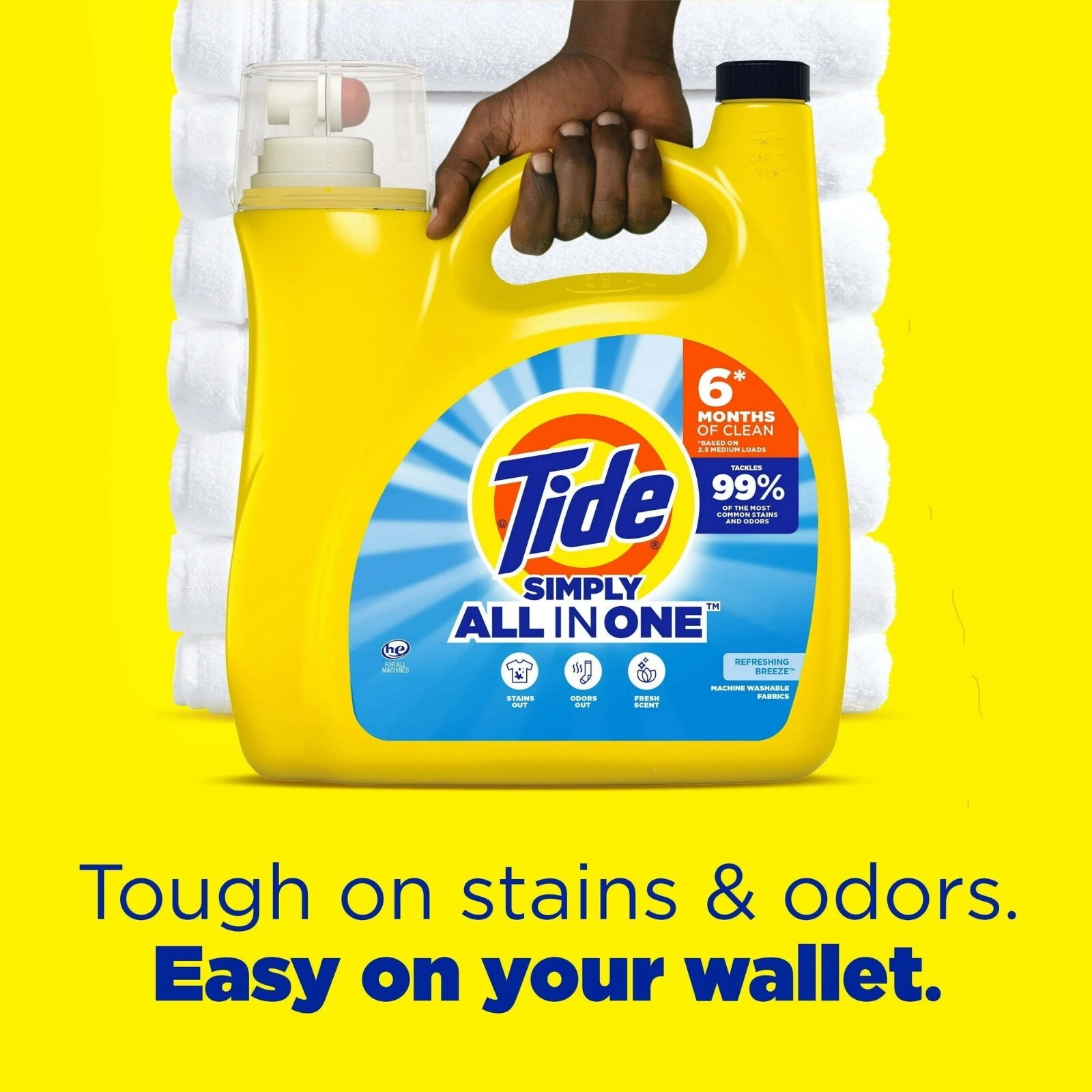 Tide Simply Liquid Laundry Detergent, Refreshing Breeze Scent, 168 fl oz, 128 Lo