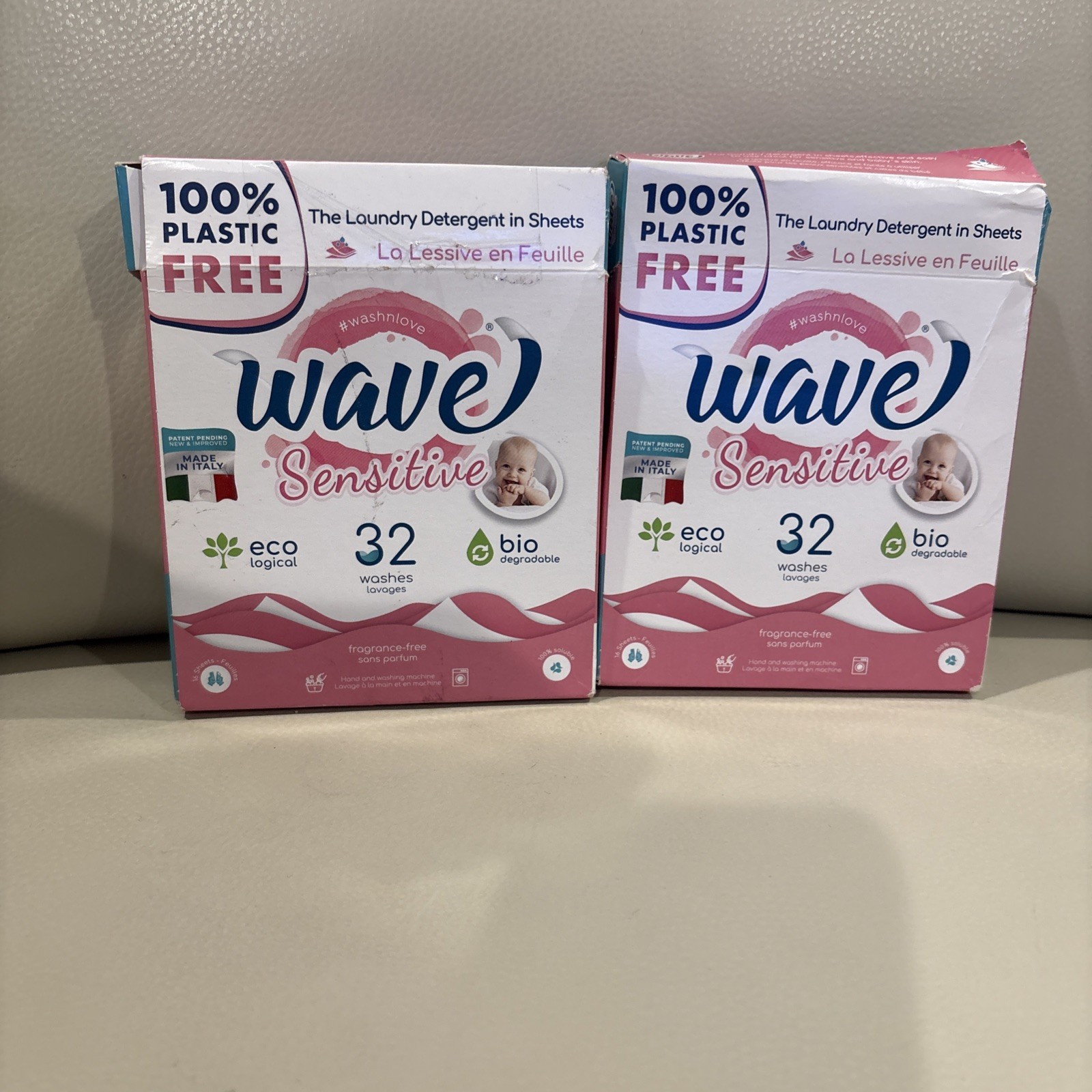 2 Pack ~ Wave Laundry Detergent Sheets (64 Washes) For Babies