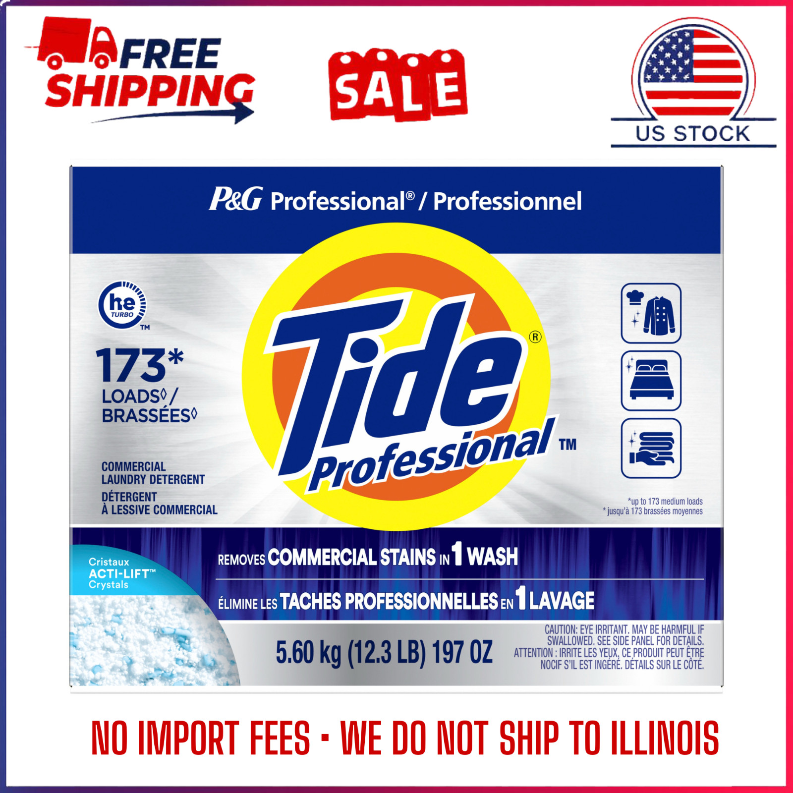 Tide Professional Powder Laundry Detergent Fresh Scent 197 oz Commercial 1 Box