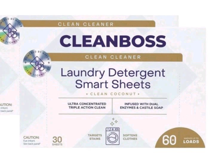Clean Boss 2pk Powerful Laundry Smart Sheets: Up to 120 Loads-Coconut