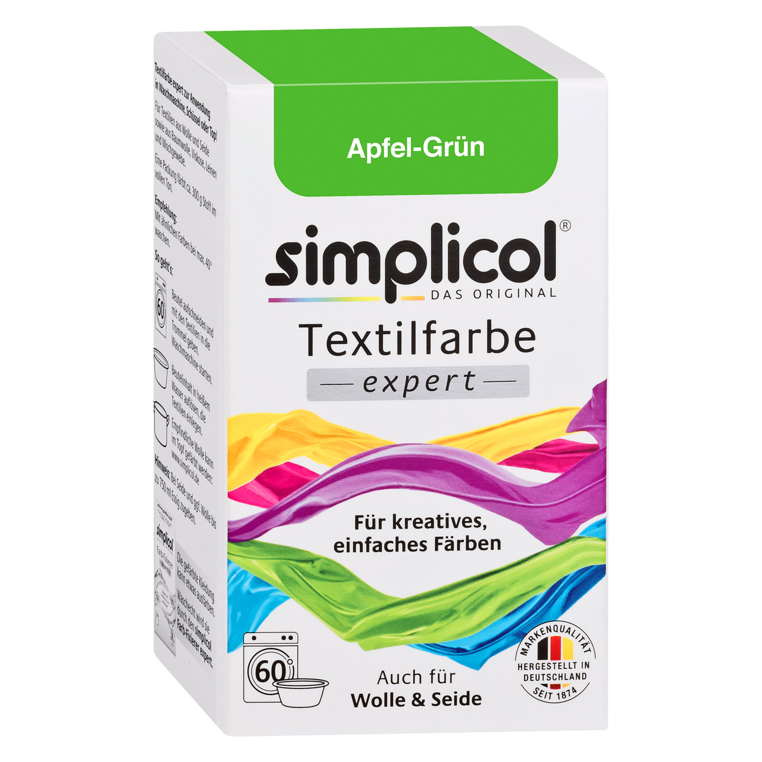 SIMPLICOL Textile Paint EXPERT APPLE GREEN for 600g Fabric 2x Paint and 1x Fixer