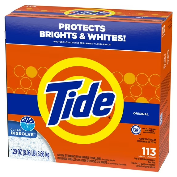 Powder Laundry Detergent Original Scent 129 oz 113 Loads HE Compatible Cleaning