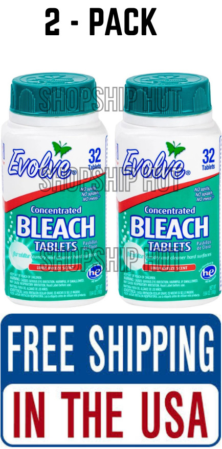 2 Pack – Evolve Ultra Concentrated Bleach Tablets, Linen Breeze Scent, 64 Count