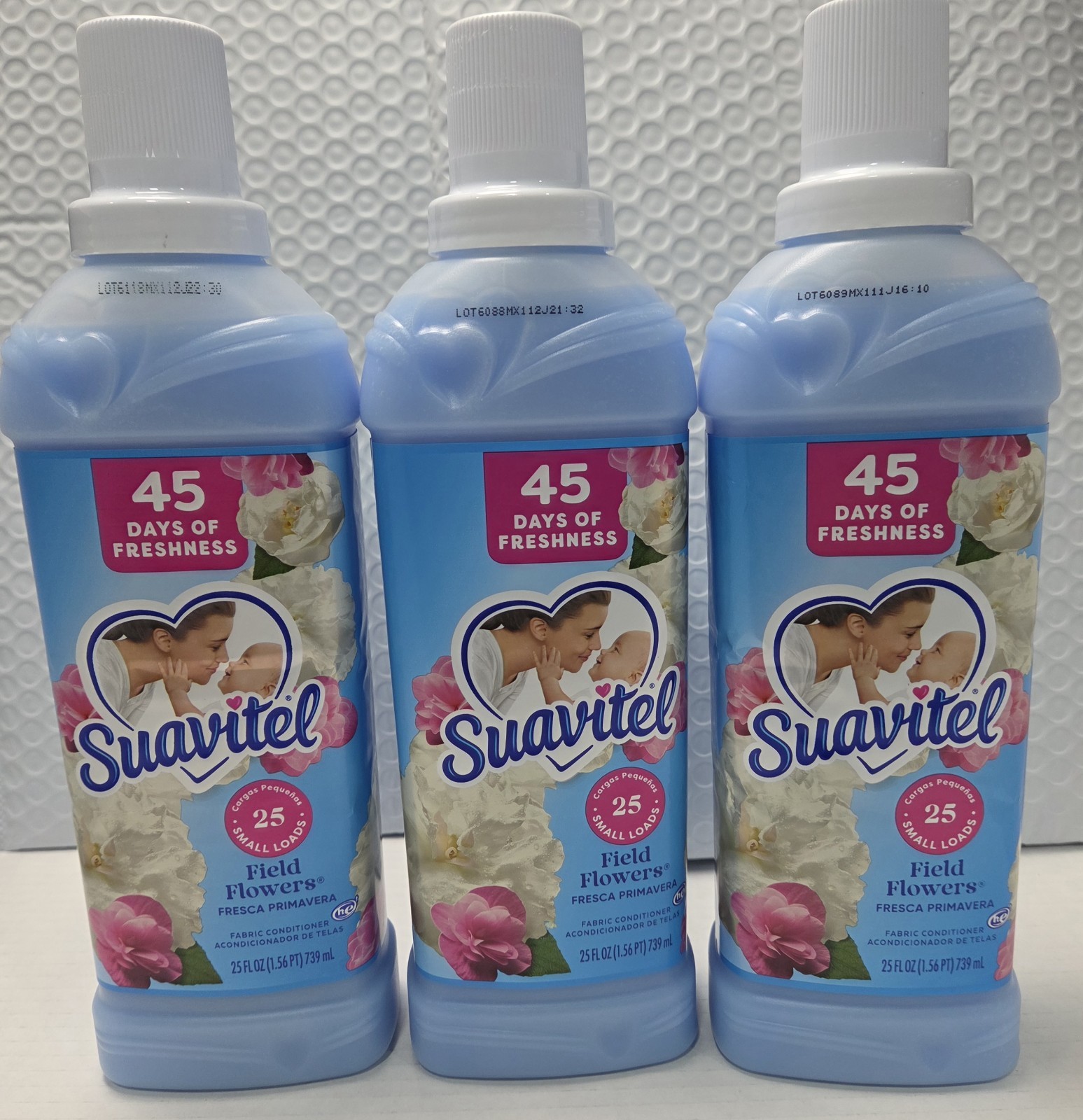 3 Suavitel Field Flowers Fabric Conditioner 25 fl oz (739 mL) – 45 Days Freshnes