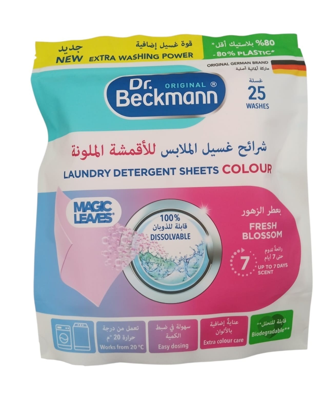 Dr. Beckmann Magic Leaves Laundry Detergent Sheets Colour 25 Wash Fresh Blossom