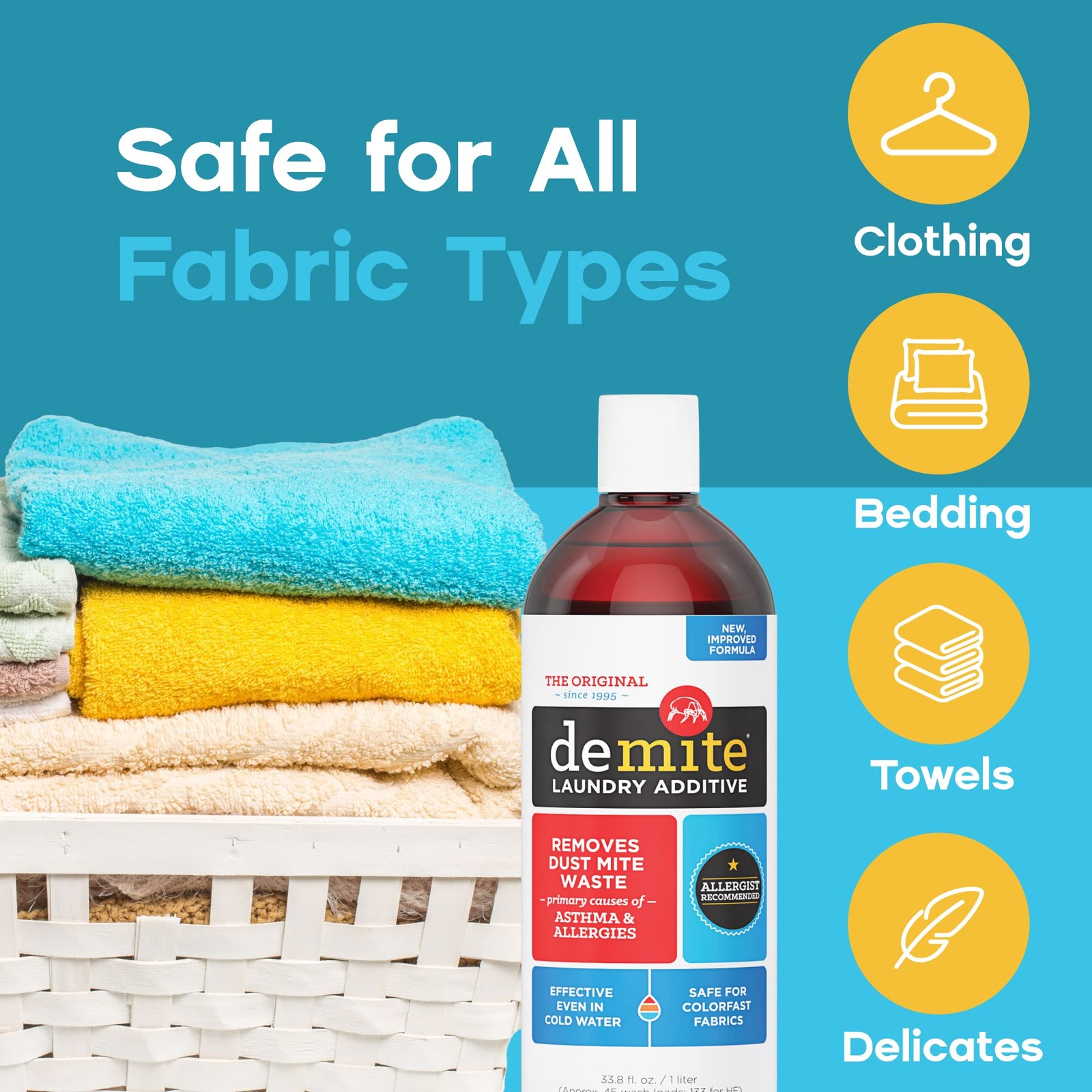 DeMite Laundry Additive – Dust Mite Waste Remover for Allergy Relief, Treatme…