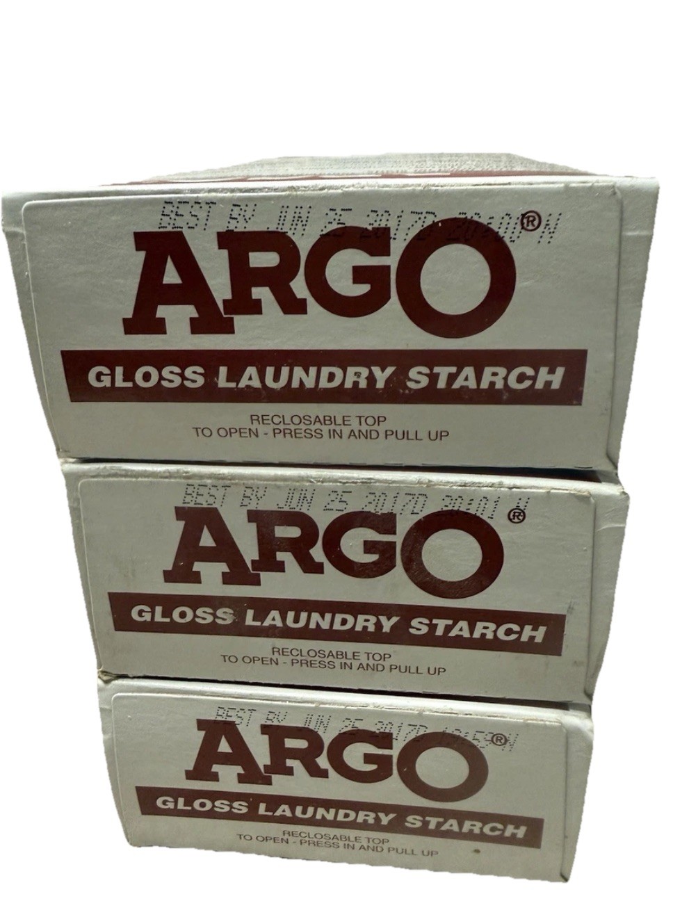 3 NEW ARGO Gloss Laundry Starch 16oz Exp. 2016/2017 OLD STOCK