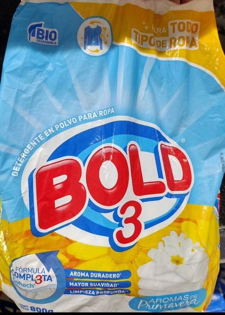 BOLD 3 LAUNDRY DETERGENT SPRING SCENT( DETERGENTE AROMA PRIMAVERA ) 2 Of 800g EA