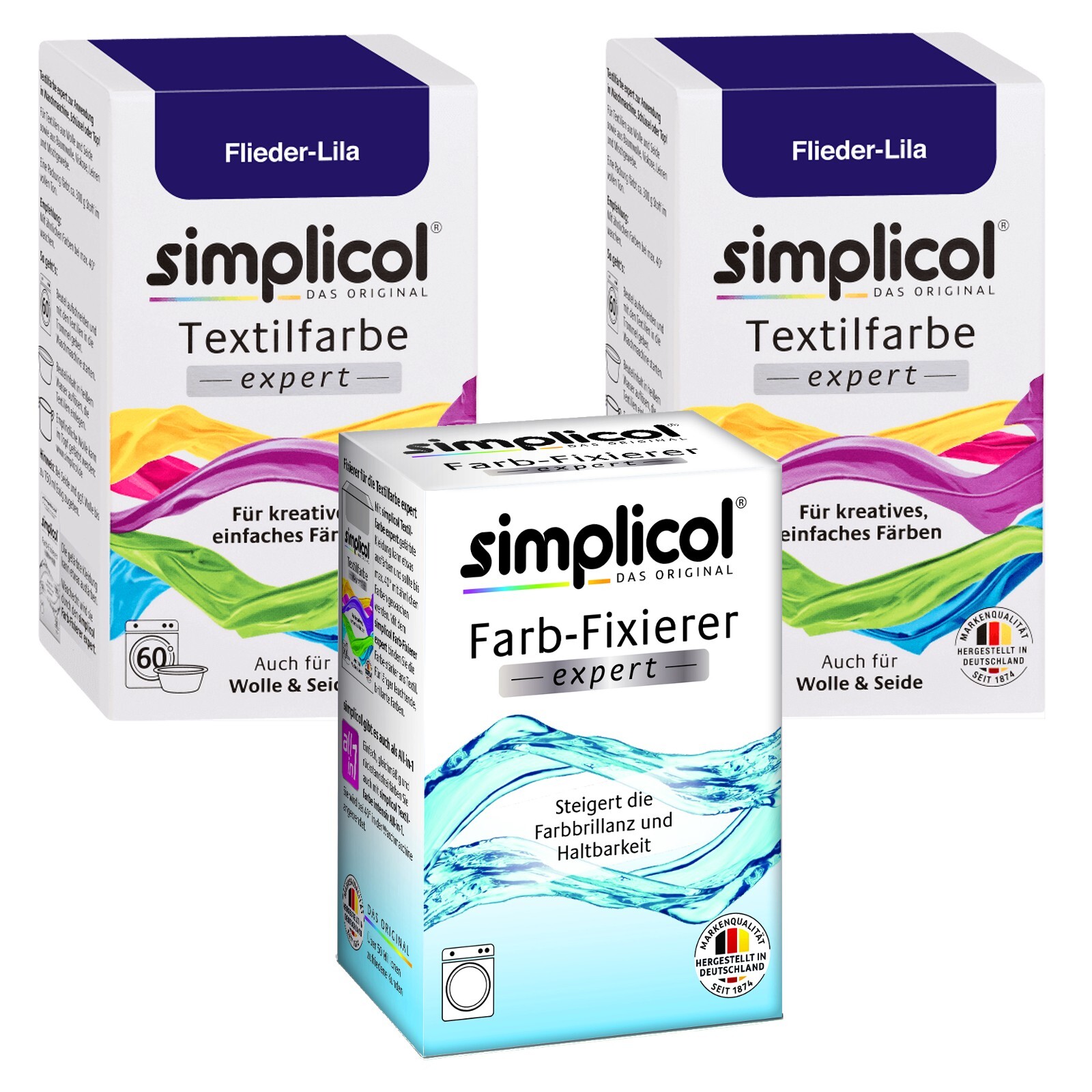 Simplicol Fabric Dye Expert Lilac Purple for 600g Fabric 2x Color & 1x Fixative