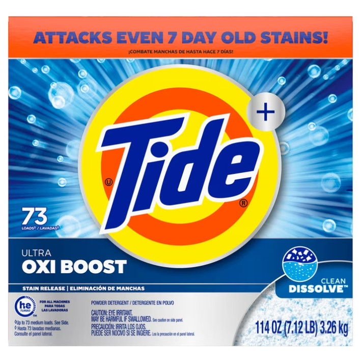 2 Box Tide Laundry Detergent Plus Ultra Oxi Powder, 73 Loads, 114 oz Box