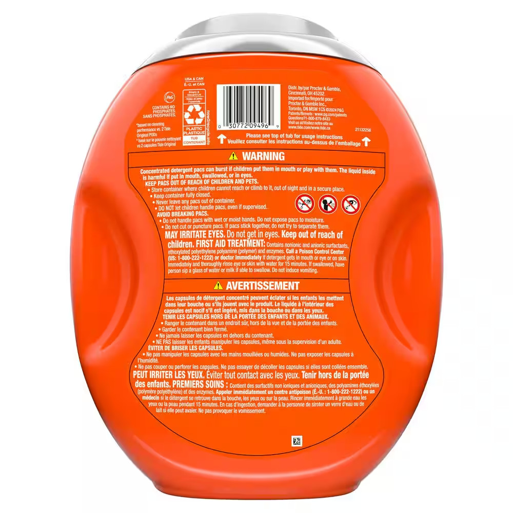 Ultra OXI Odor Eliminators Unscented Laundry Detergent Pods, 45-Count