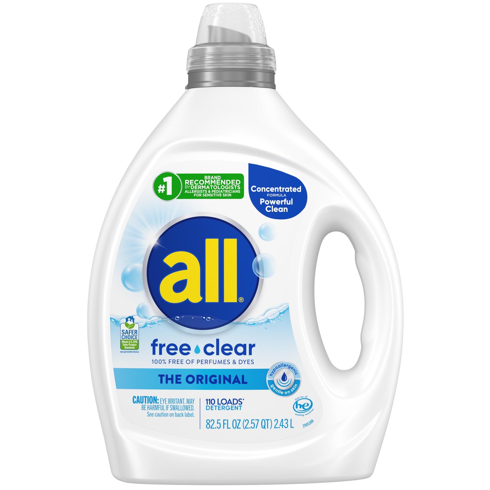 clear, Original, Liquid Laundry Detergent for Sensitive Skin, Unscented and H…