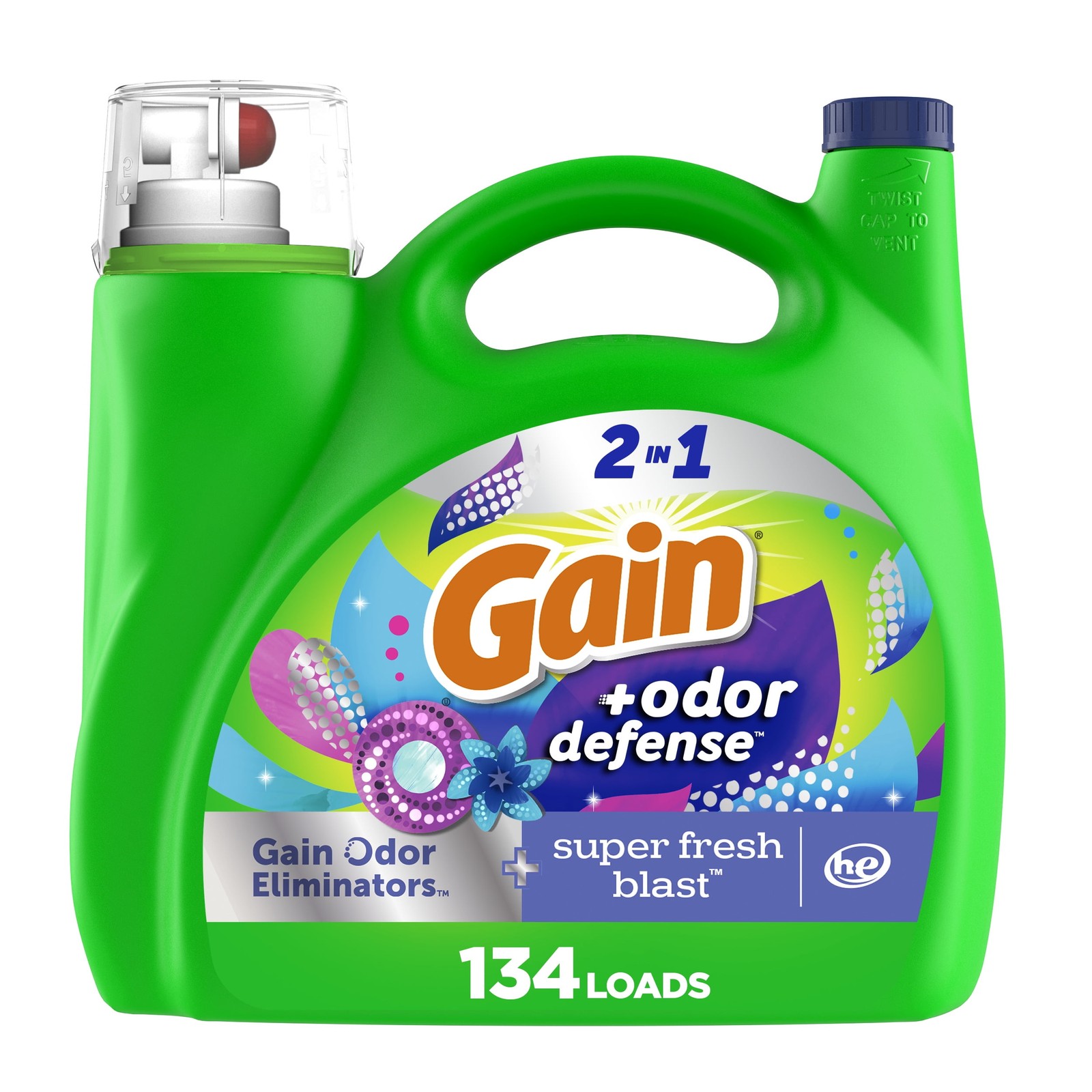 Odor Defense Liquid Laundry Detergent,Super Fresh Blast Scent,194fl oz,134 Loads