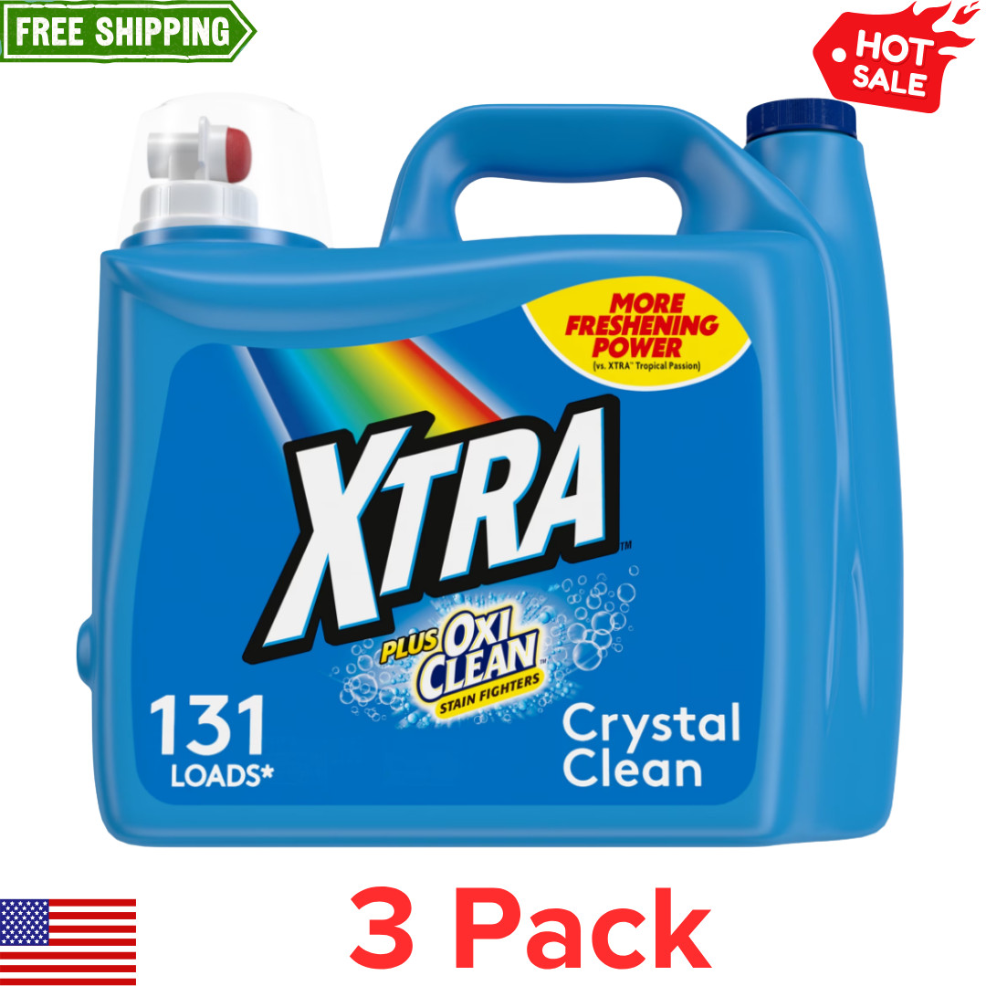 ( Pack 3 ) Xtra Plus OxiClean, 131 Loads Liquid Laundry Detergent, 203.1 fl oz