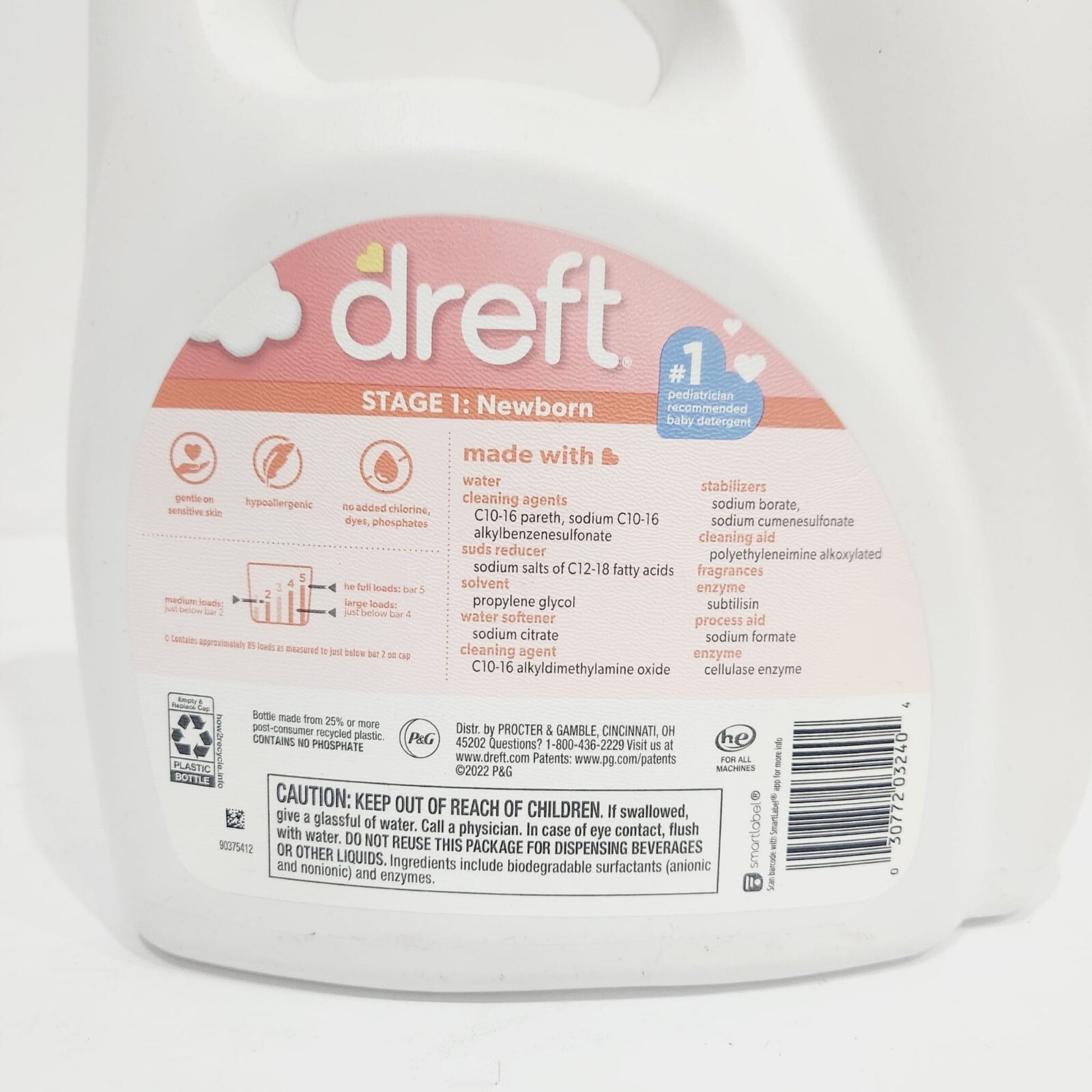 Dreft Stage1Newborn Baby Liquid Laundry Detergent 89 loads 128 fl oz