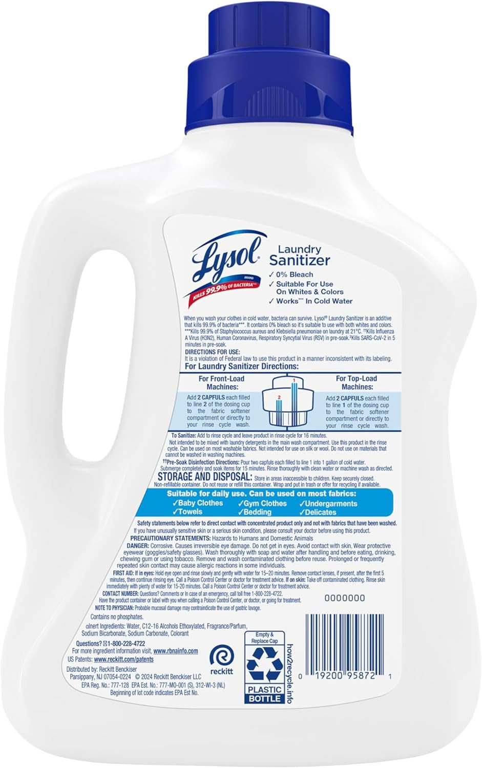 Lysol Laundry Sanitizer Additive, Bacteria-Causing Laundry Odor Eliminator, Dete