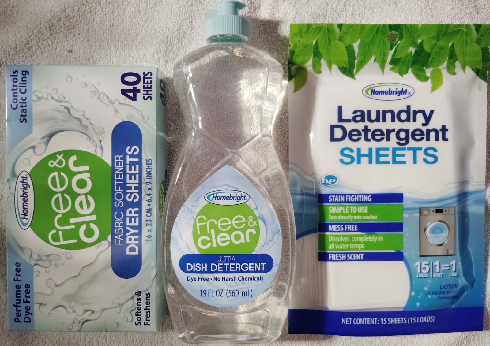 Free And Clear Laundry Detergent 🫧, Dryer Sheets, Dish Soap 🧼 Set HomeBright