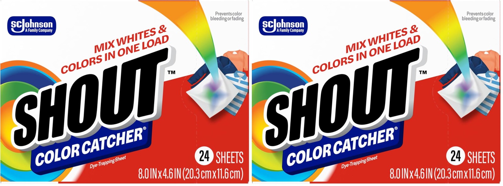 Shout Color Catcher Sheets for Laundry, Allow Mixed 24 Count (Pack of 2), Red