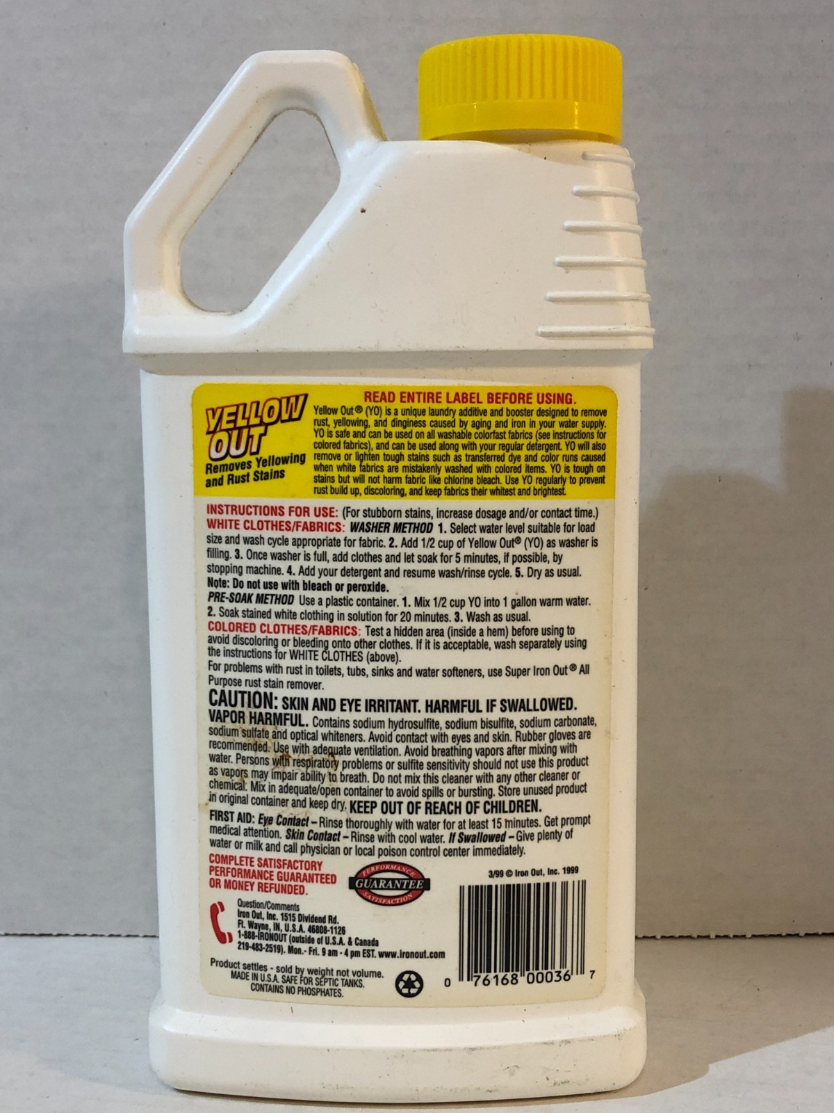 Iron Out Yellow Out Yellowing & Rust Stain Remover 1 lb 2 oz Laundry Additive