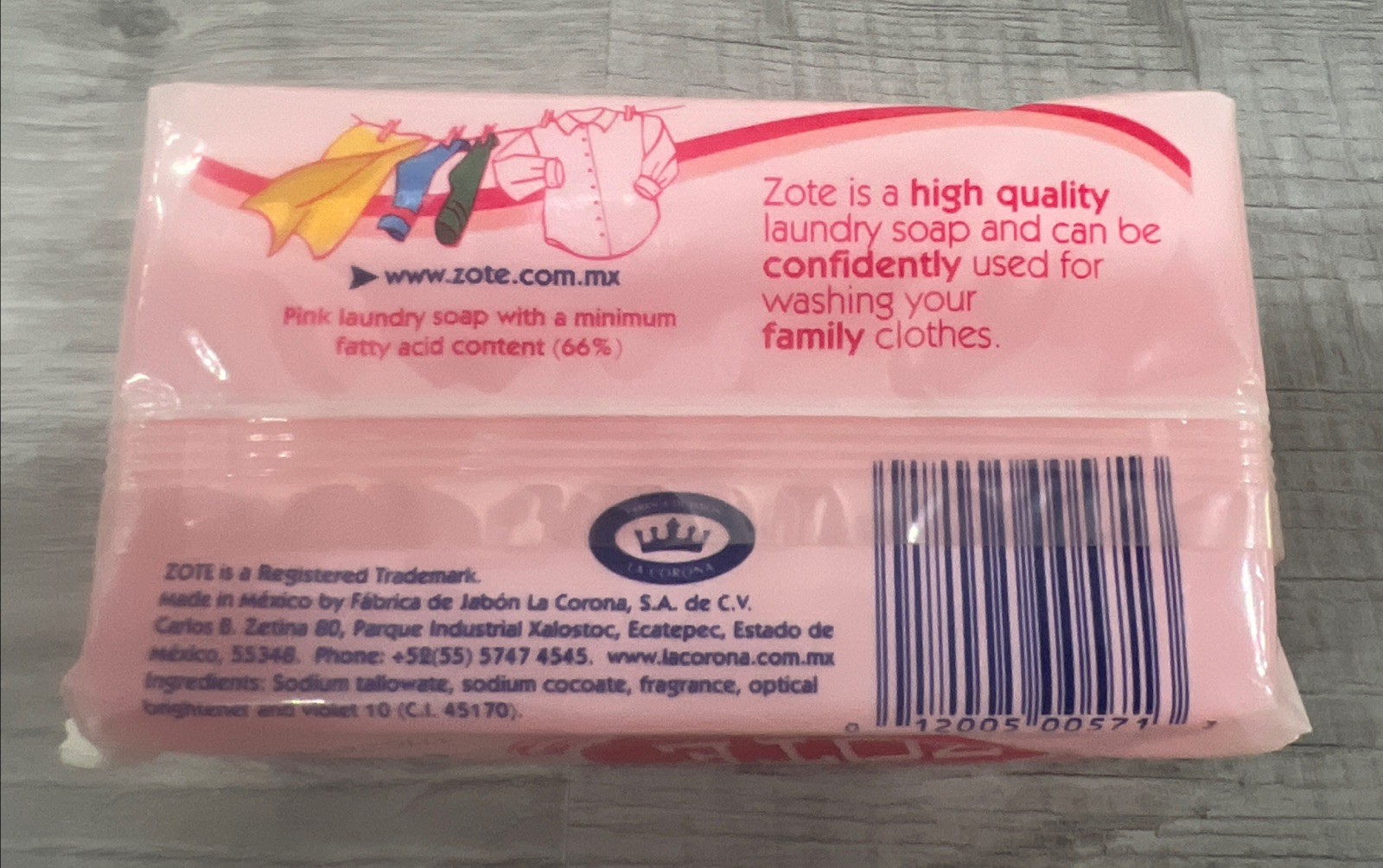 Zote High Quality Large Pink Laundry Soap Bar Washing Clothes Detergent 14.1 oz