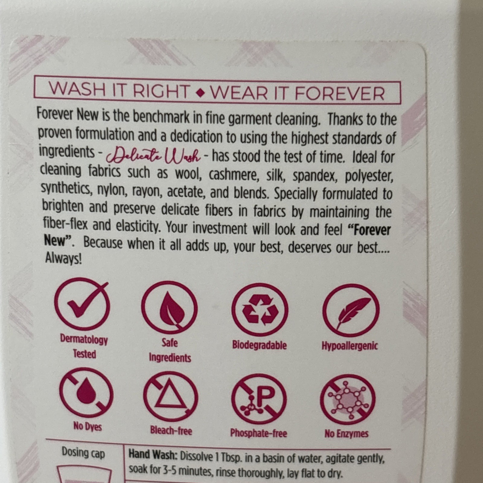 FOREVER NEW Liquid Detergent Delicate Laundry Fabric Care Wash Fragrance Free