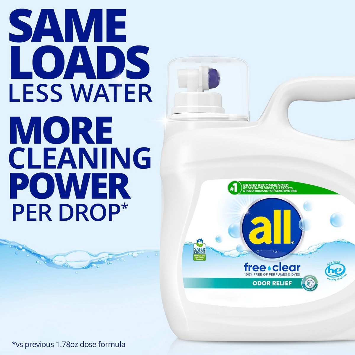 All Ultra Free Clear Odor Relief HE Liquid Laundry Detergent 79 Loads – 118oz