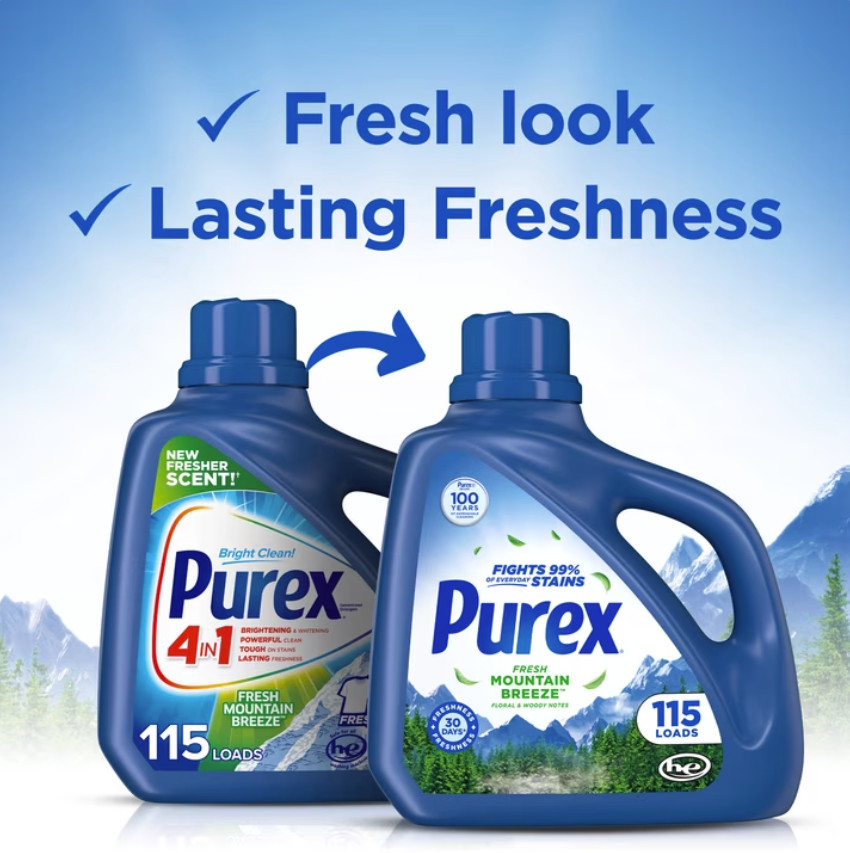( 4 Pack ) Purex Fresh Mountain Breeze Liquid Detergent, 150 fl oz, 115 loads