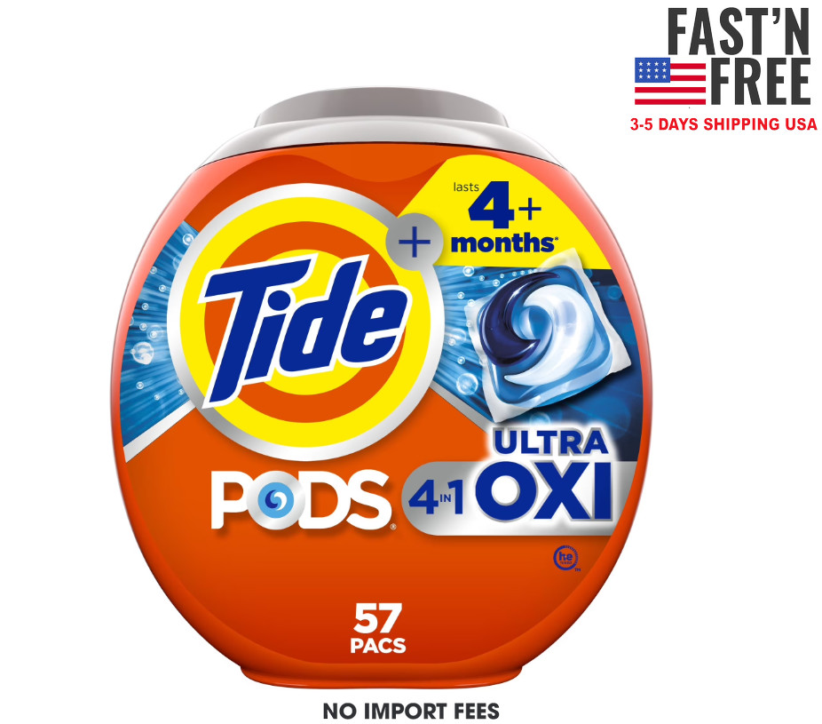 Tide PODS Laundry Detergent Soap Pacs, Ultra OXI, 57 Count