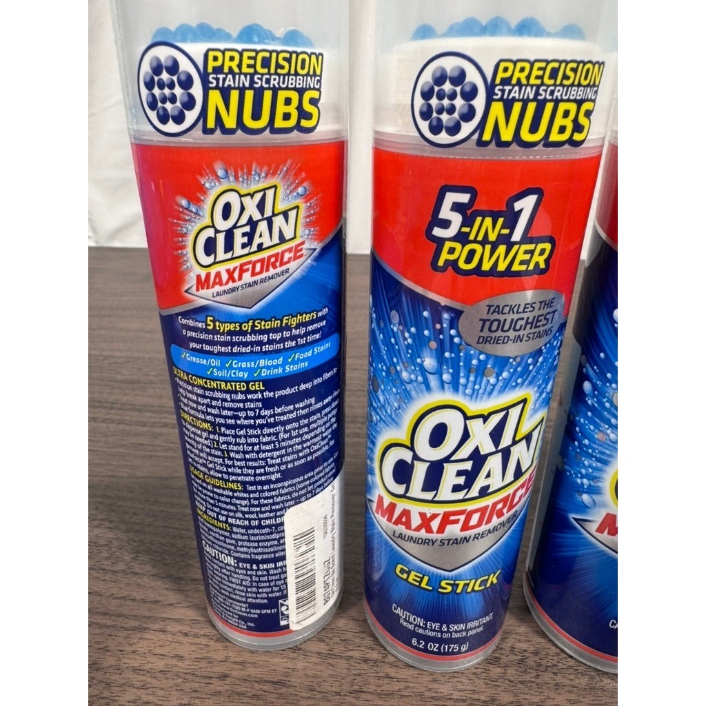 OxiClean MaxForce Laundry Stain Remover Gel Stick 6.2oz 4 Pack 5-in-1 Power