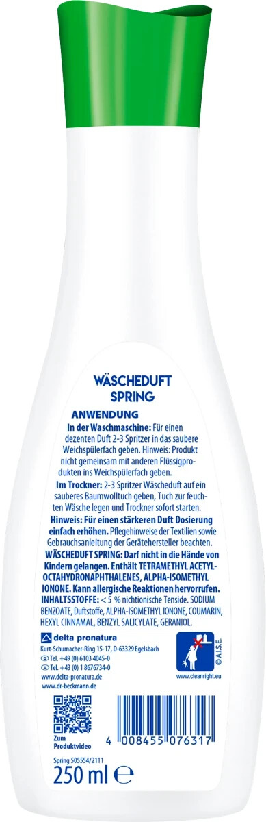 8.5oz Dr.Beckmann Laundry Spring Long-Lasting Scent for All Textiled