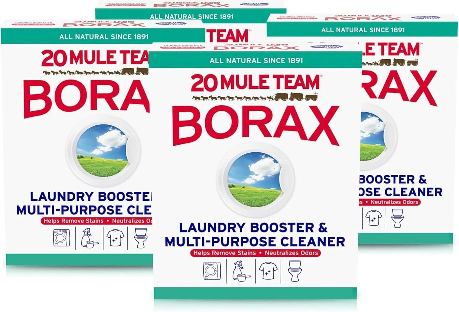 20 MULE TEAM Laundry Detergent All Natural Booster Multi Cleaner-65Oz Pack of 4-
