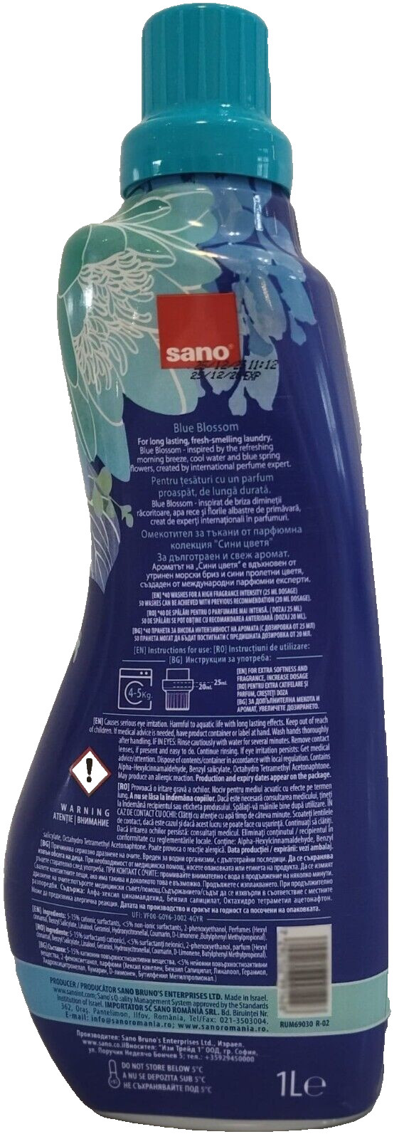 Sano Maxima Fabric Softener Perfume collection blue Blossom Ultra concentrated1L